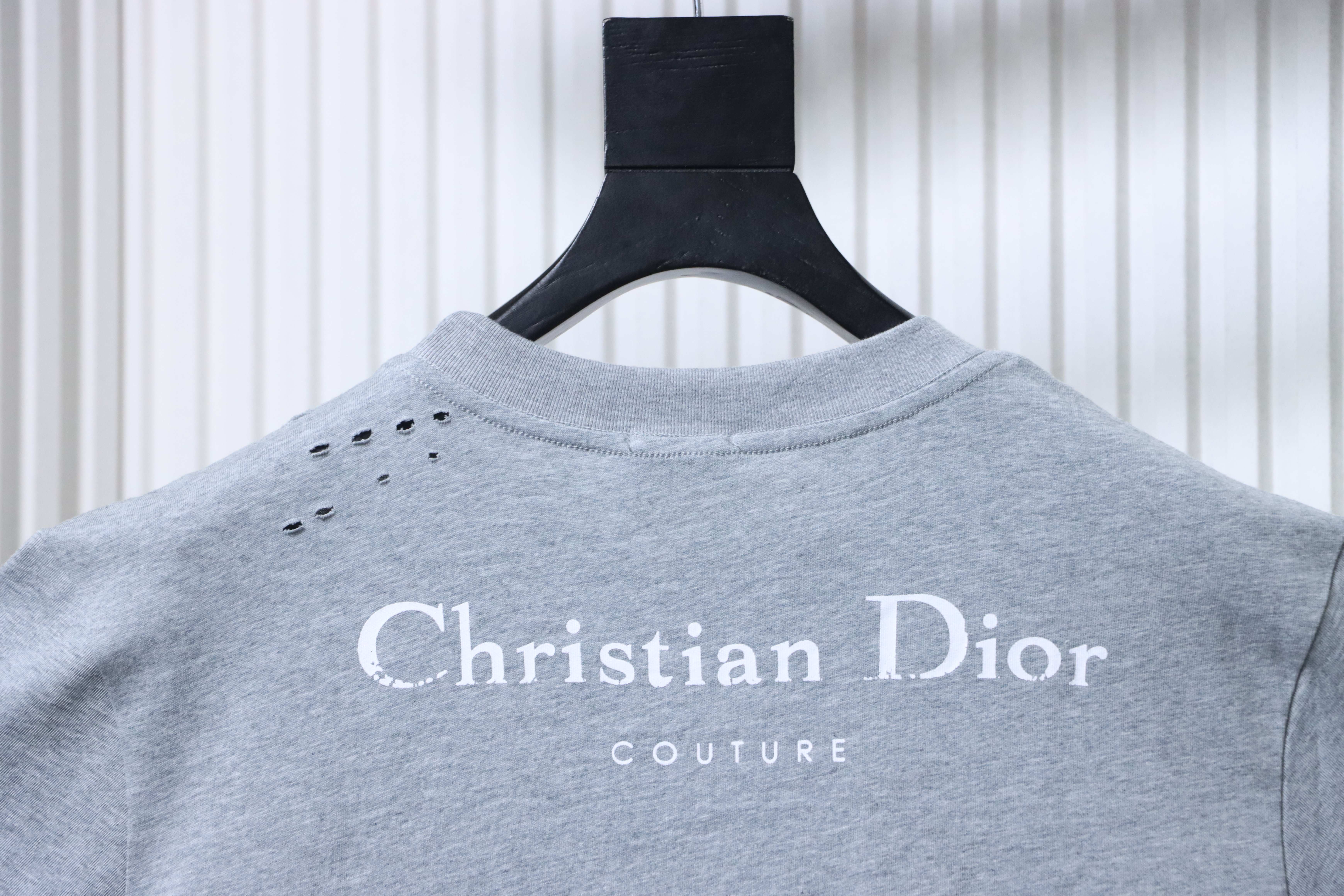 Dior Distressed Letter Logo Print T-Shirt Grey H160