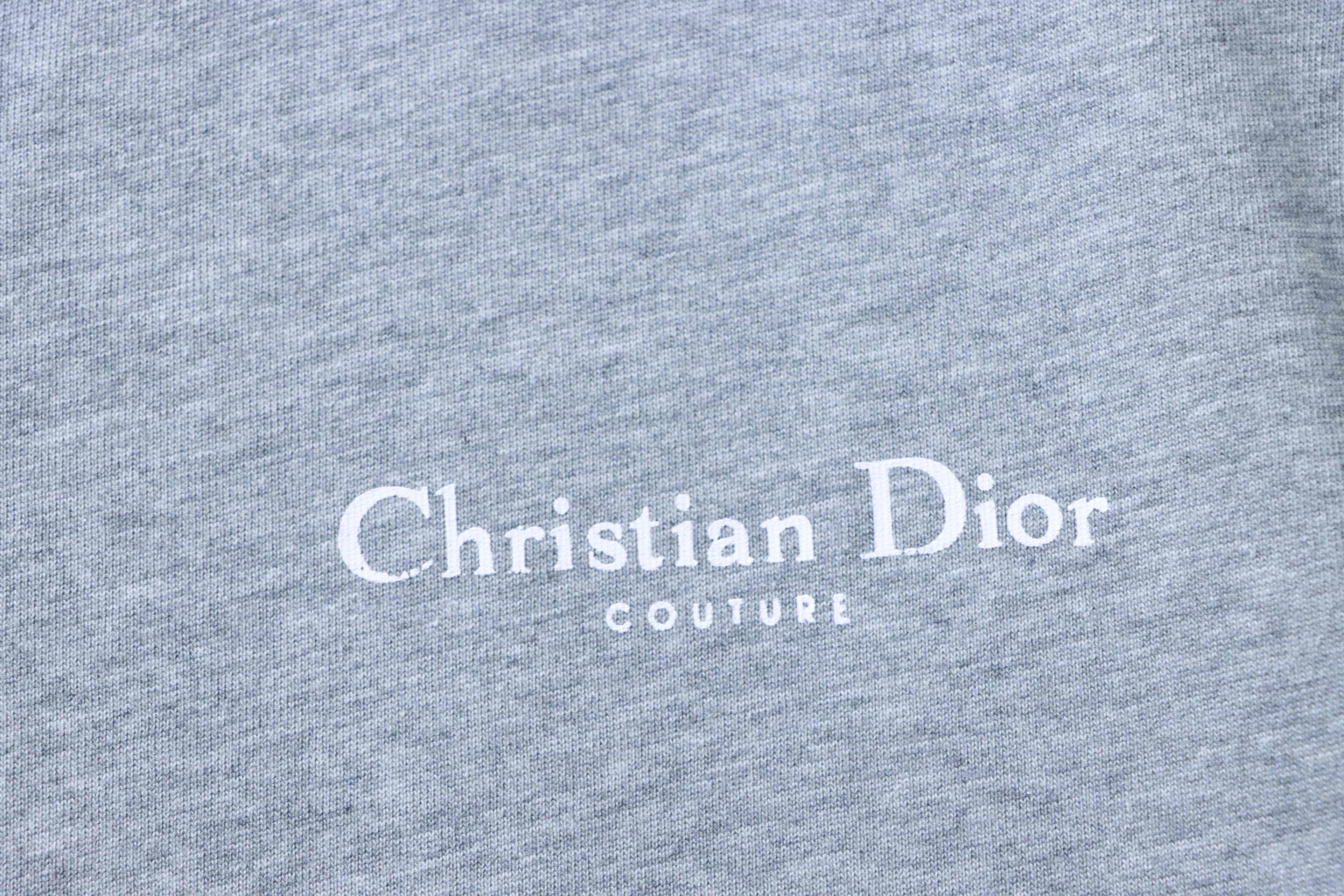 Dior Distressed Letter Logo Print T-Shirt Grey H160