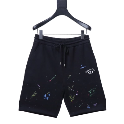 Dior Ink Splash Embroidered Logo Shorts Black H170 01