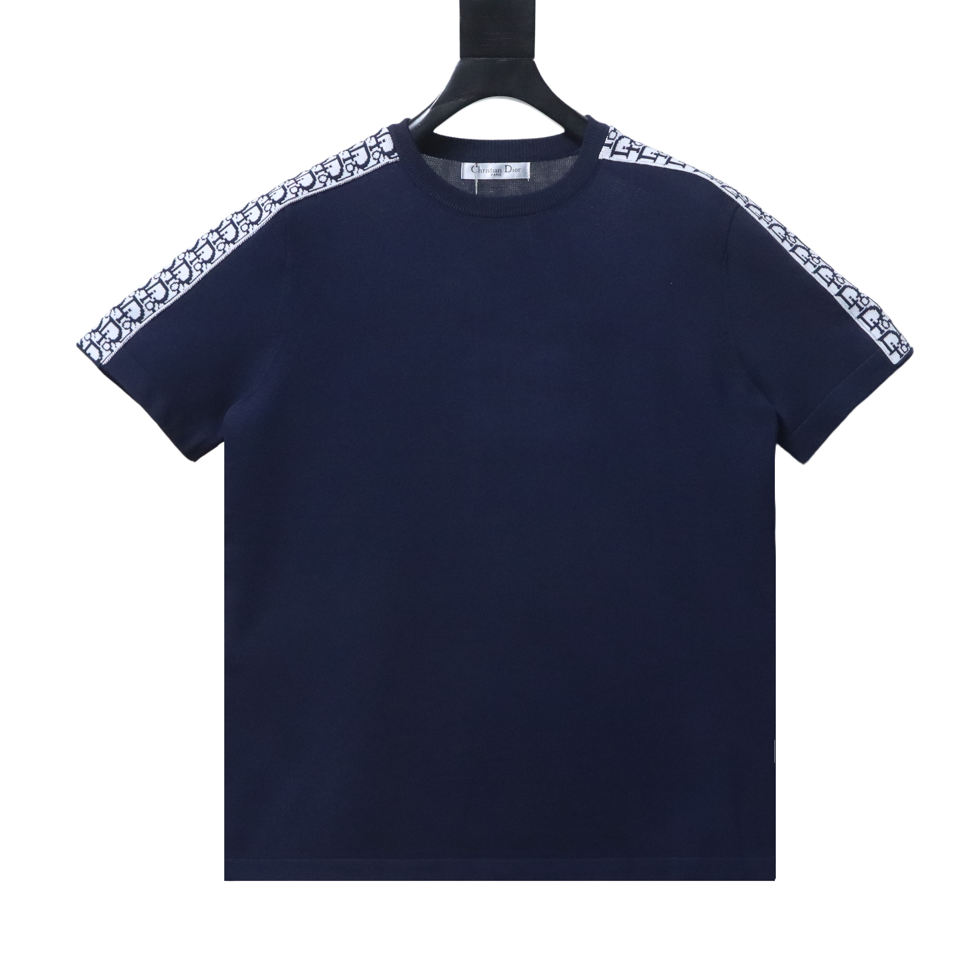 Dior Jacquard Tape Shoulder Sleeve T-Shirt Navy H170