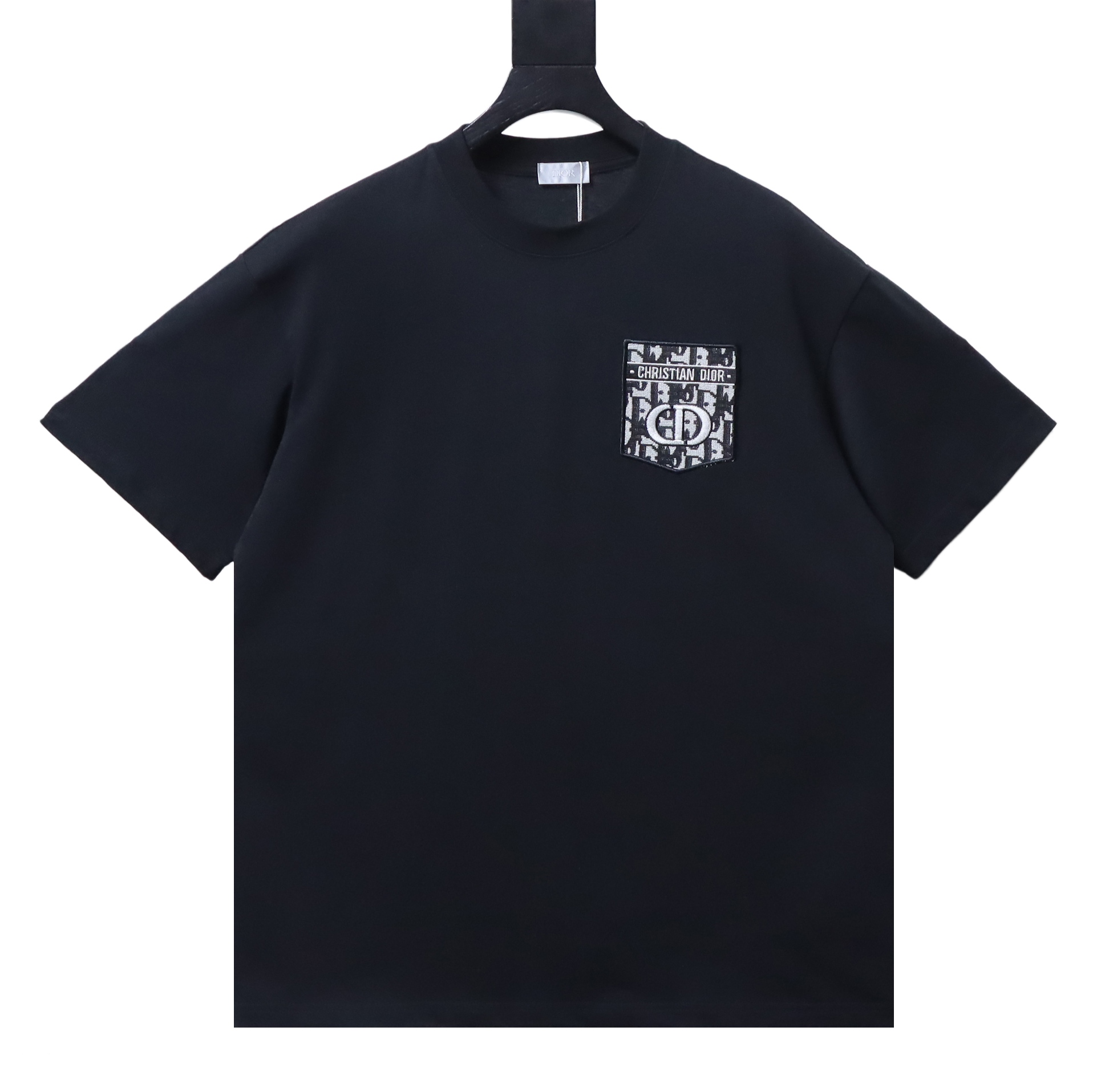 Dior Monogram Pocket Embroidered Logo T-Shirt Black H150