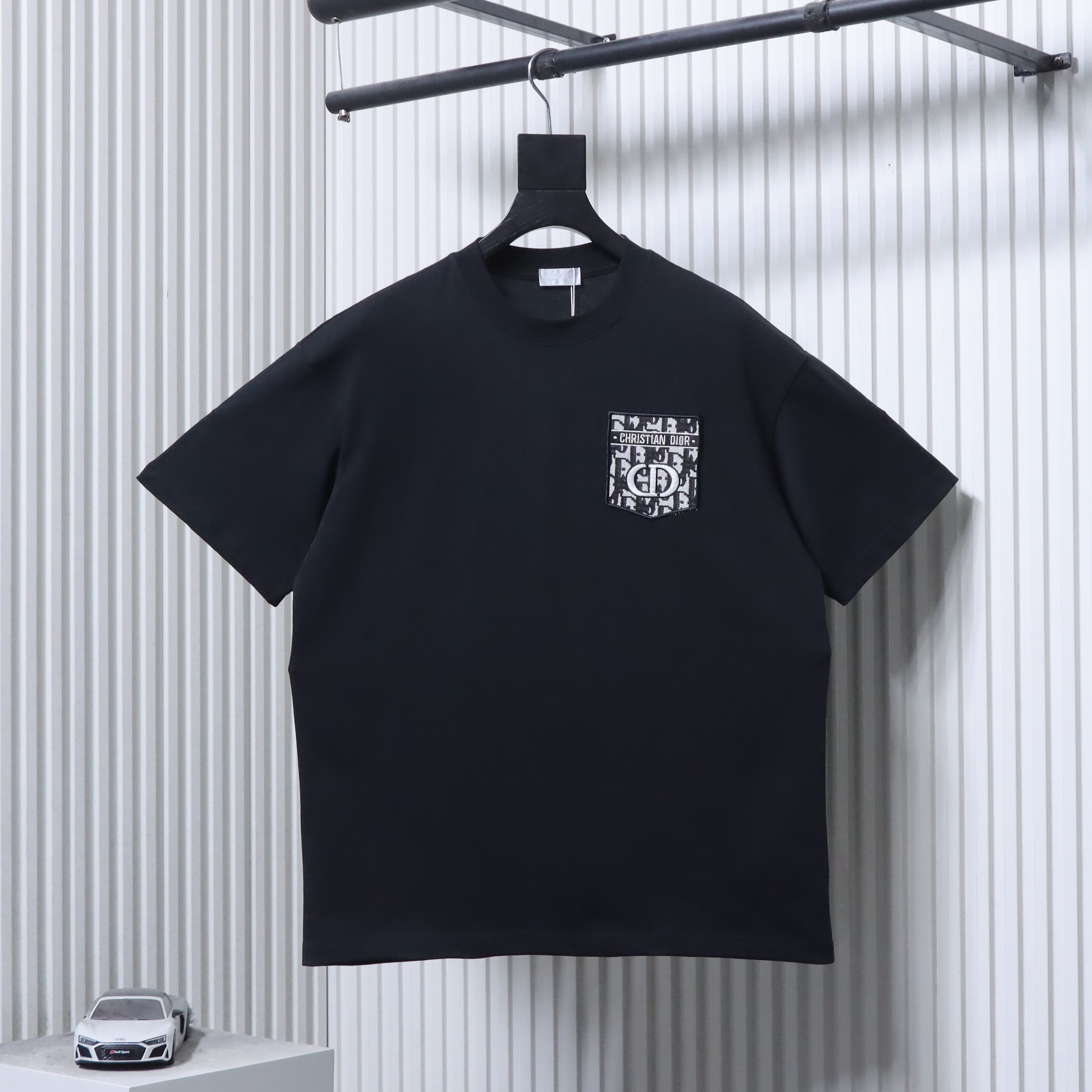 Dior Monogram Pocket Embroidered Logo T-Shirt Black H150