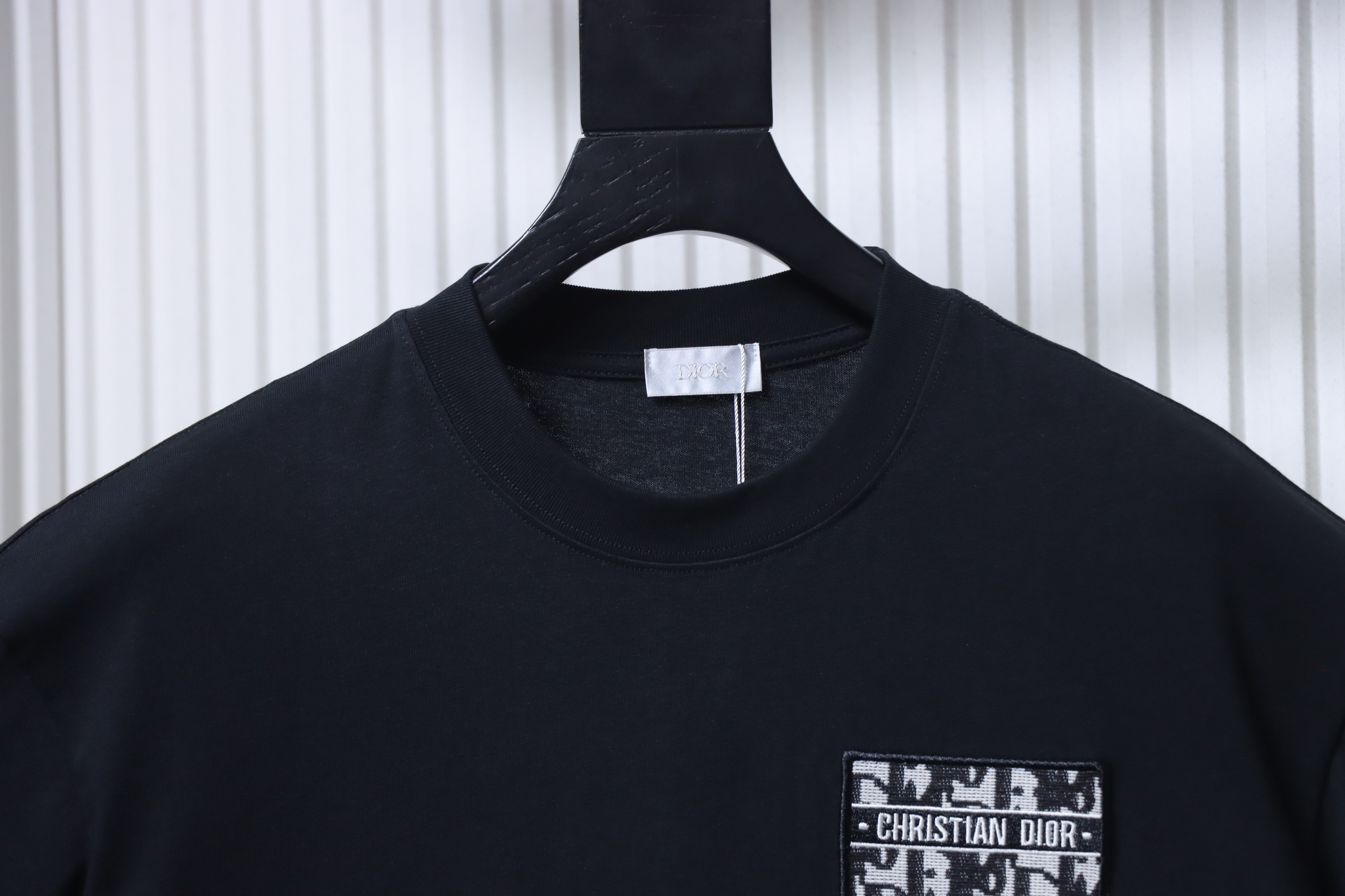 Dior Monogram Pocket Embroidered Logo T-Shirt Black H150