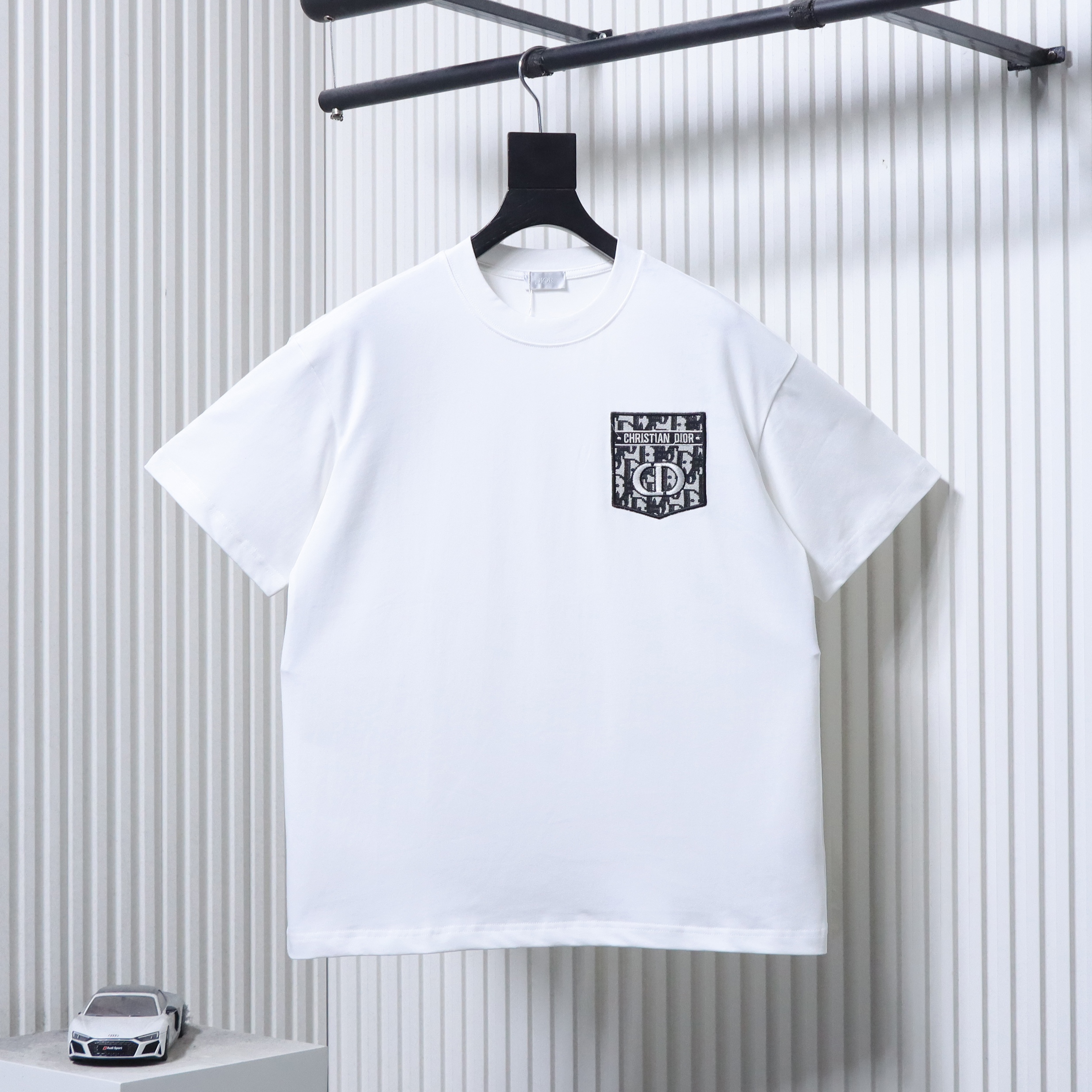 Dior Monogram Pocket Embroidered Logo T-Shirt White H150