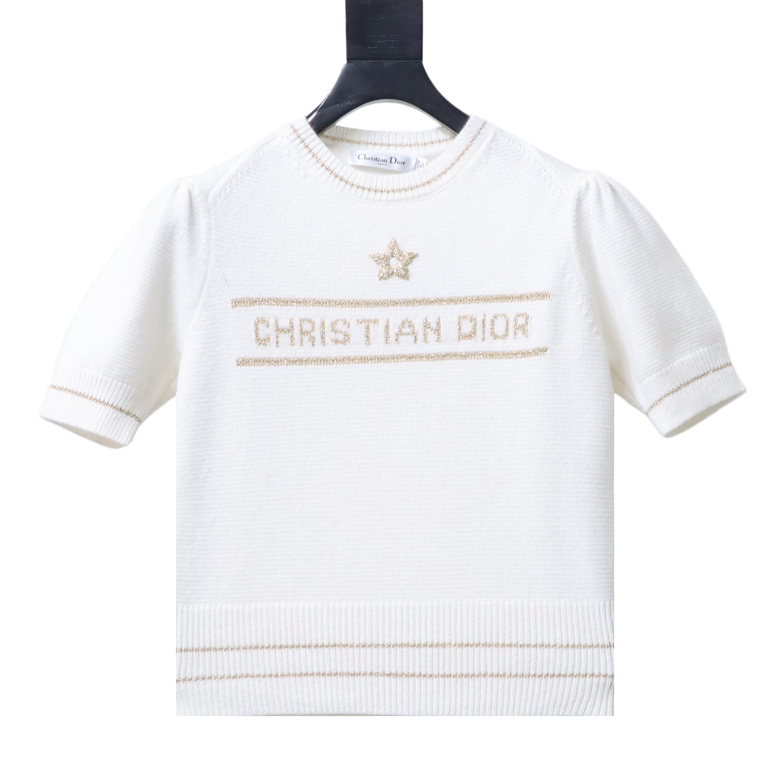Dior Pure Wool Knit Short Sleeve Sweater White H270