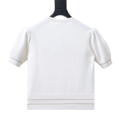 Dior Pure Wool Knit Short Sleeve Sweater White H270 02