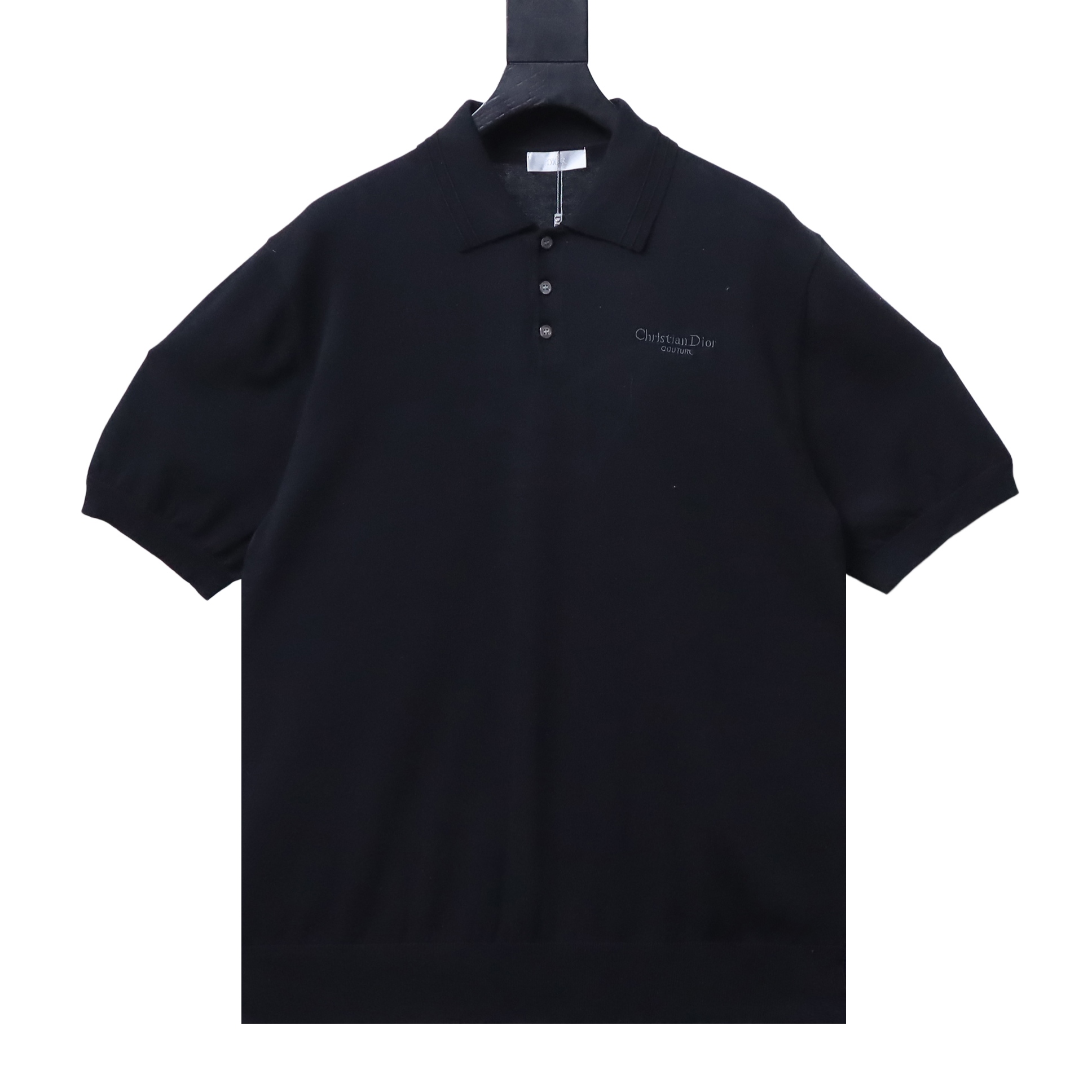 Dior Small Logo Embroidered Knit Polo Black H210
