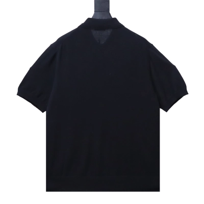 Dior Small Logo Embroidered Knit Polo Black H210 02