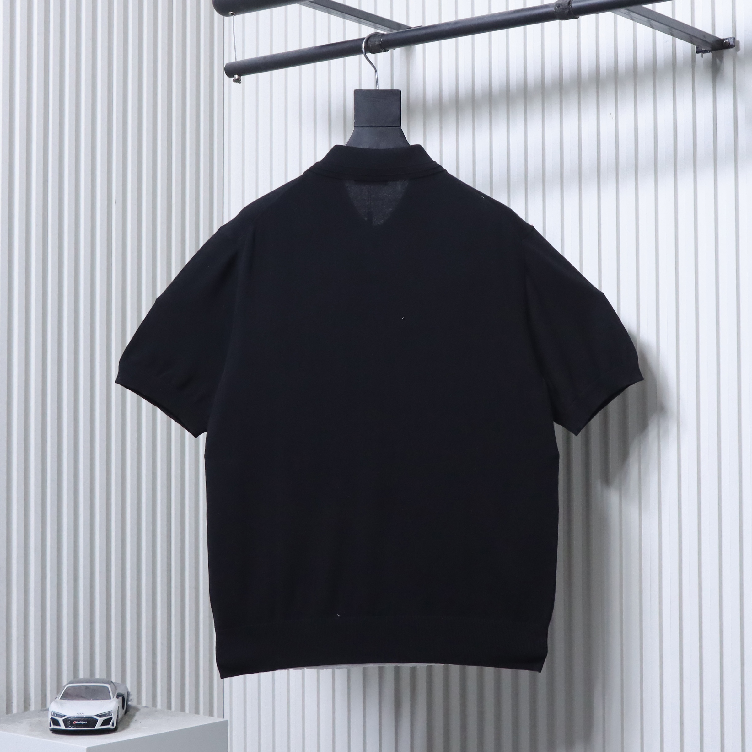 Dior Small Logo Embroidered Knit Polo Black H210