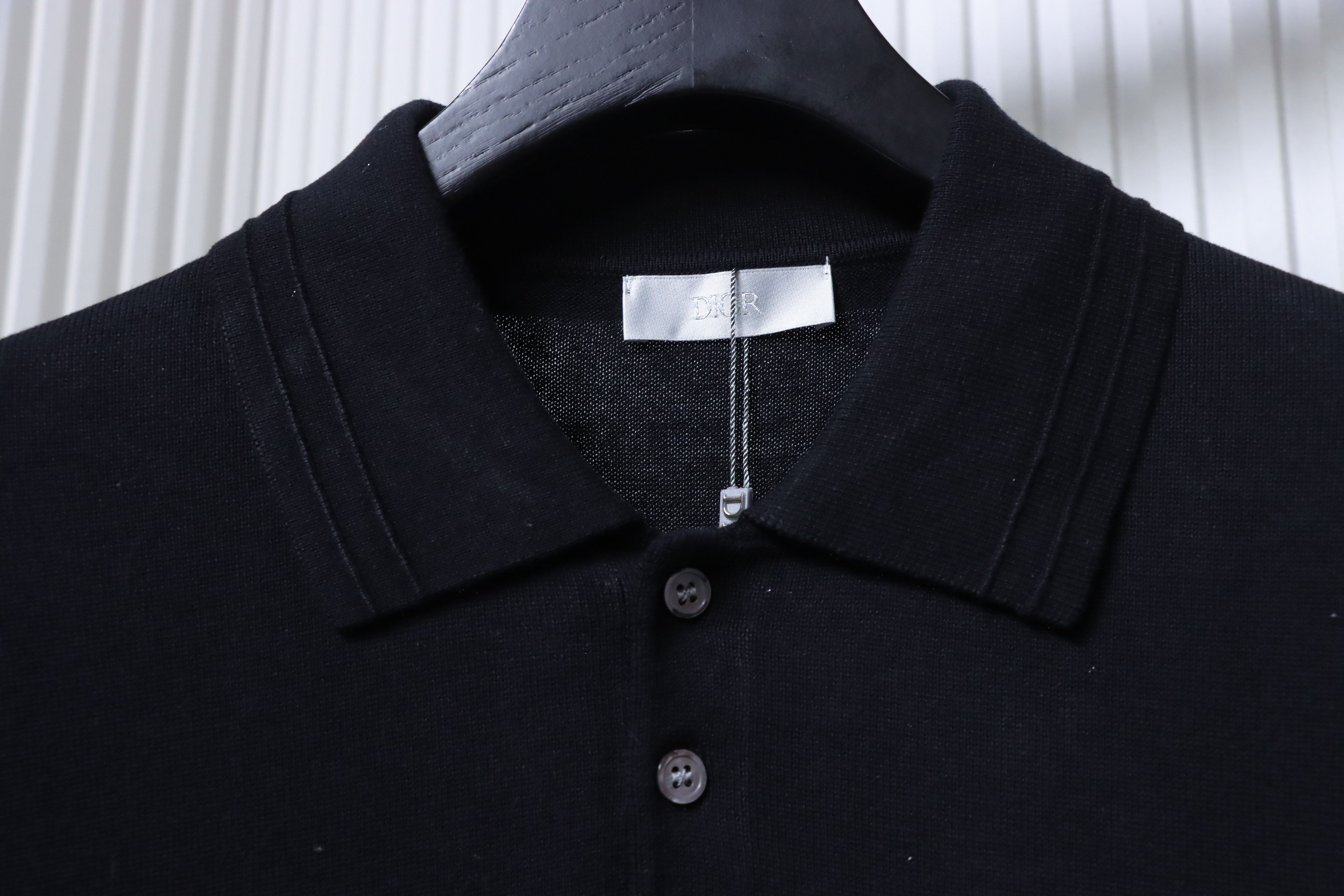 Dior Small Logo Embroidered Knit Polo Black H210
