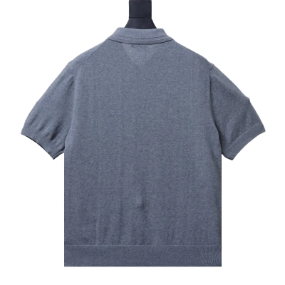 Dior Small Logo Embroidered Knit Polo Grey H210 02