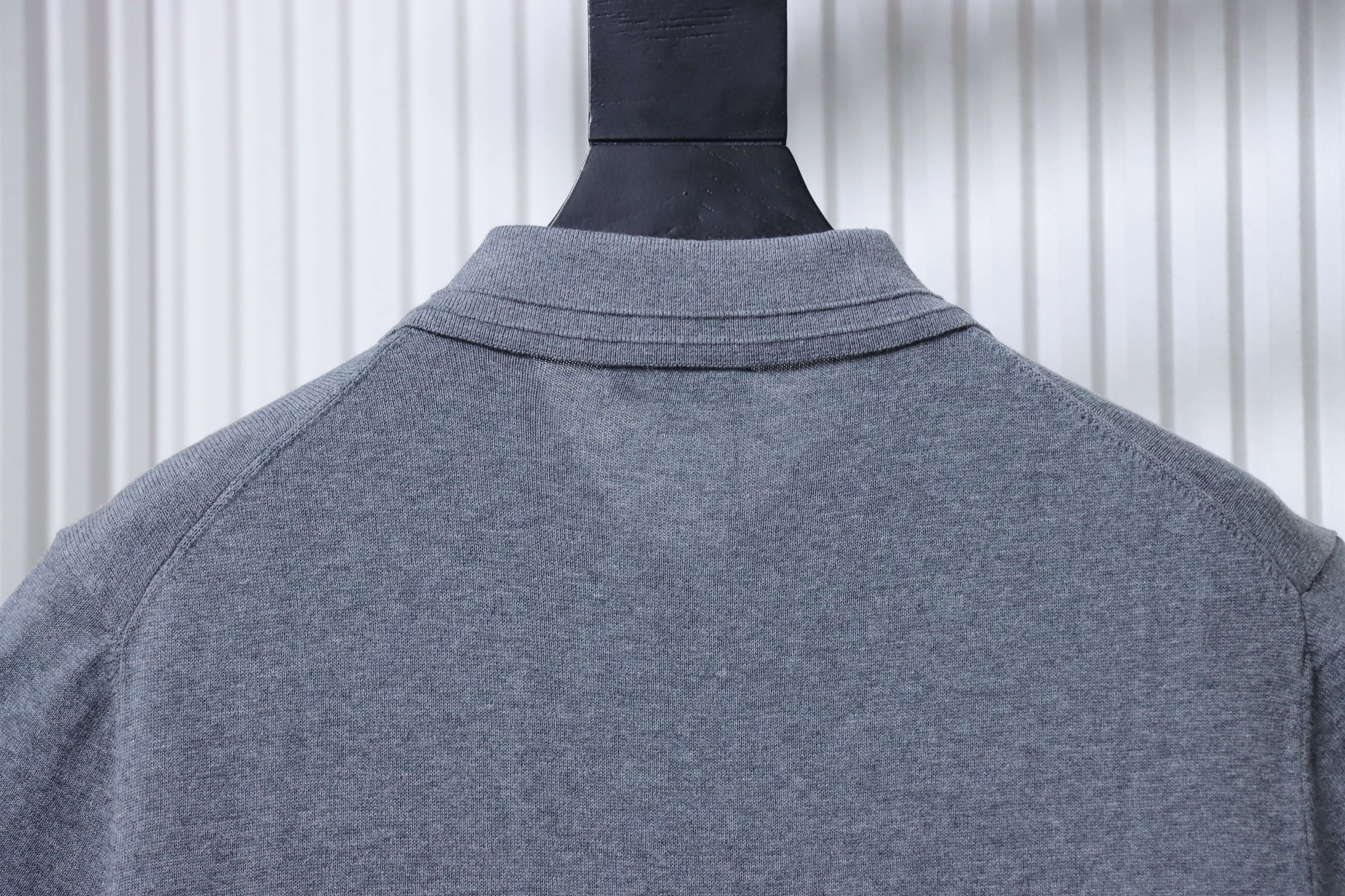 Dior Small Logo Embroidered Knit Polo Grey H210