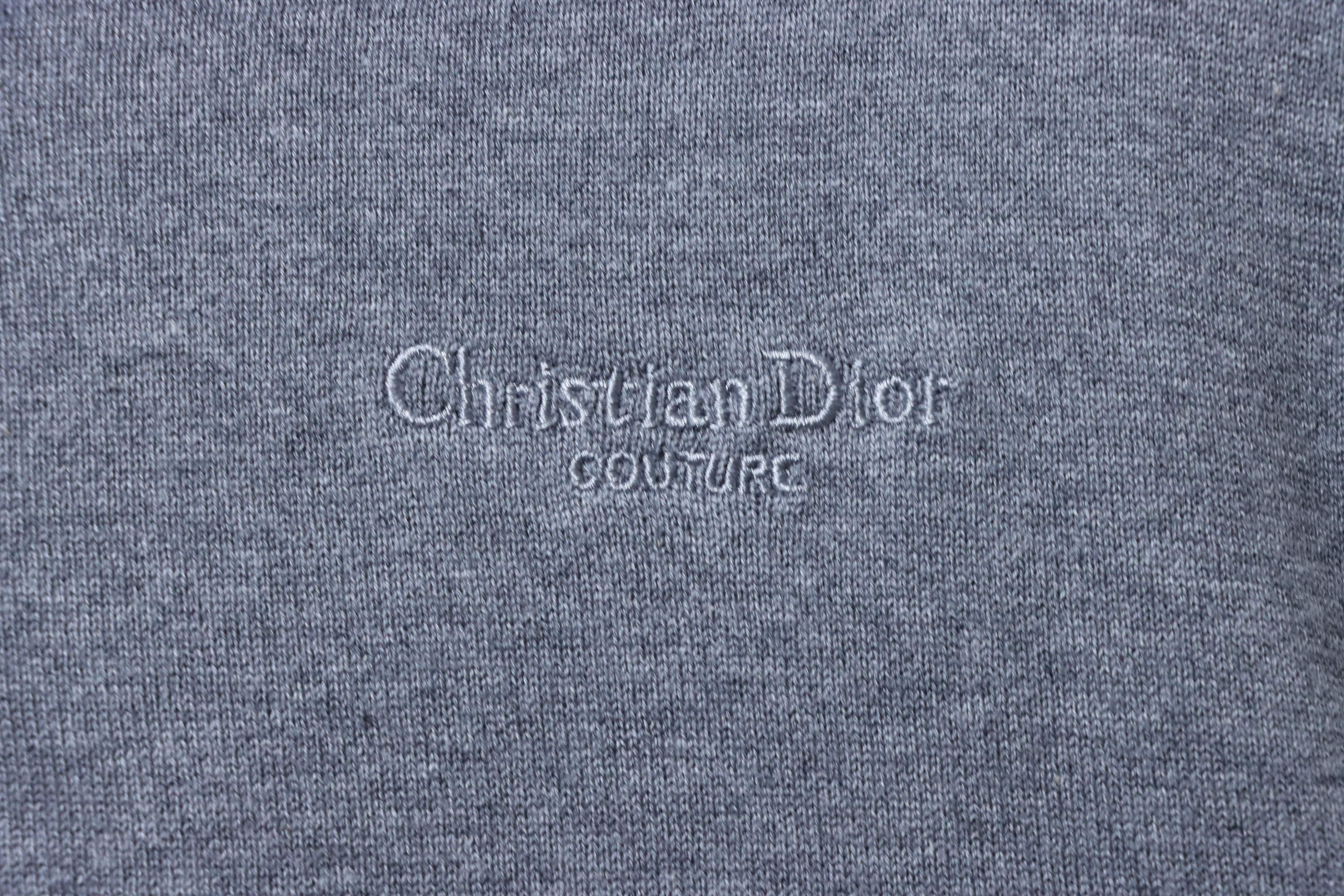 Dior Small Logo Embroidered Knit Polo Grey H210