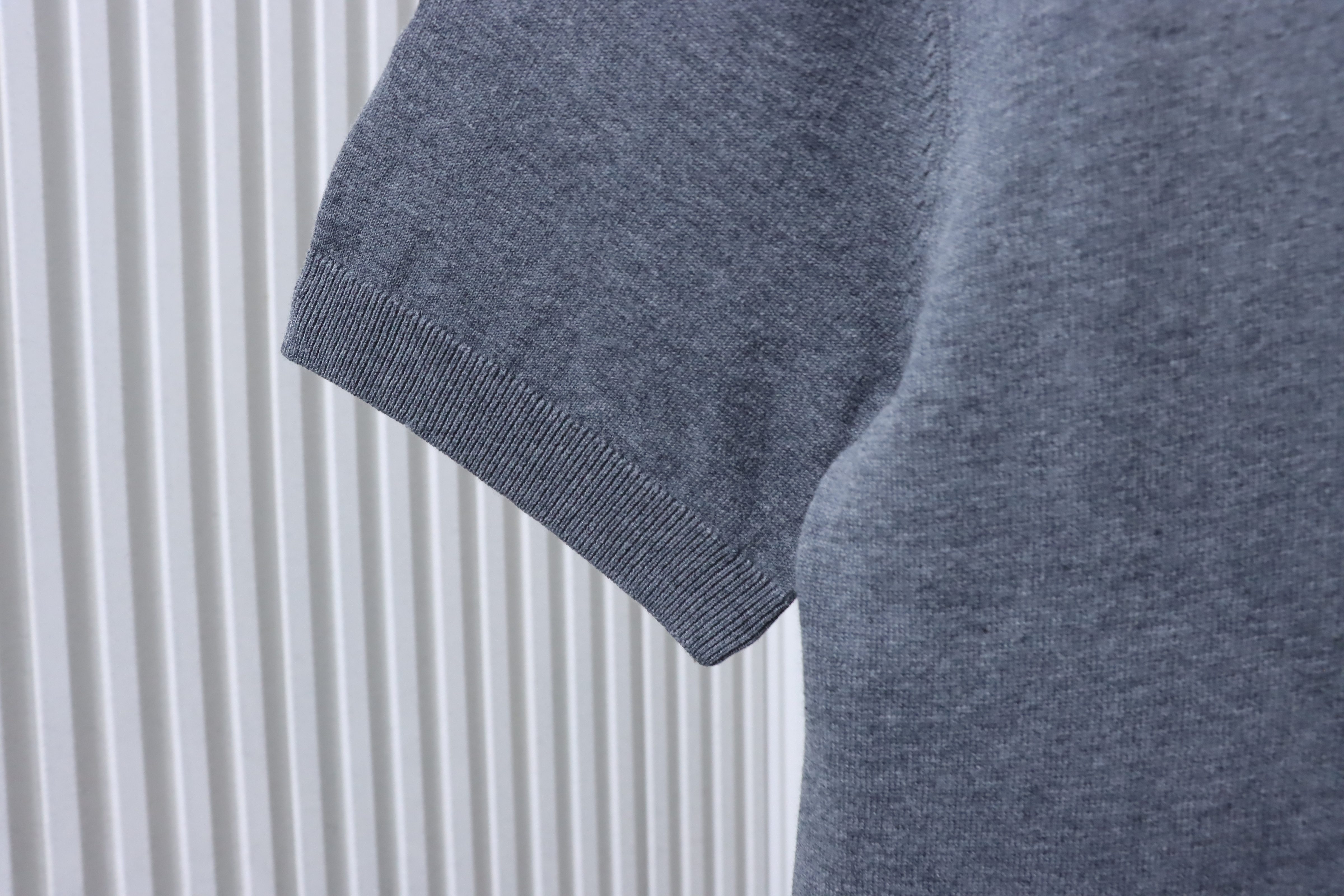 Dior Small Logo Embroidered Knit Polo Grey H210