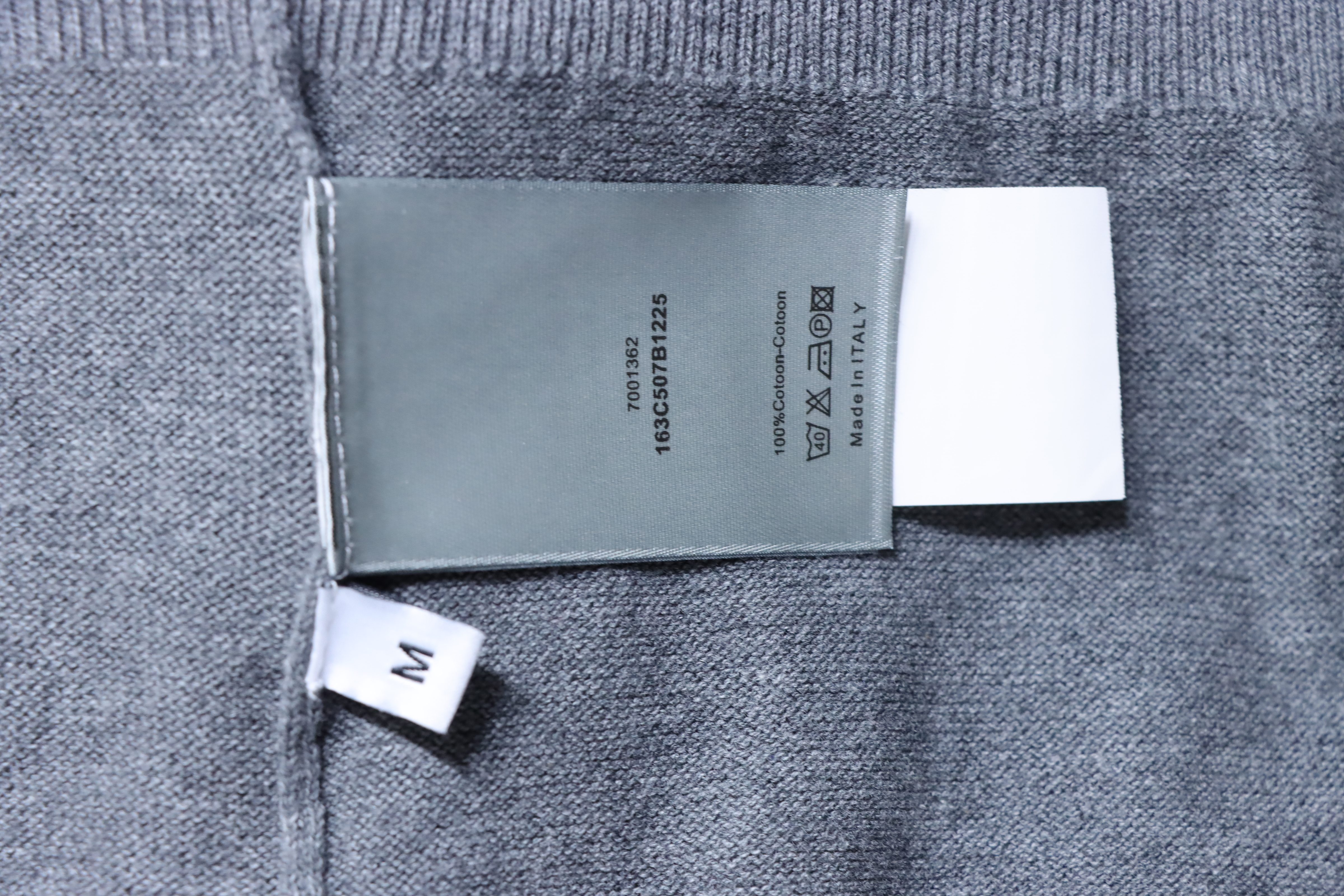Dior Small Logo Embroidered Knit Polo Grey H210