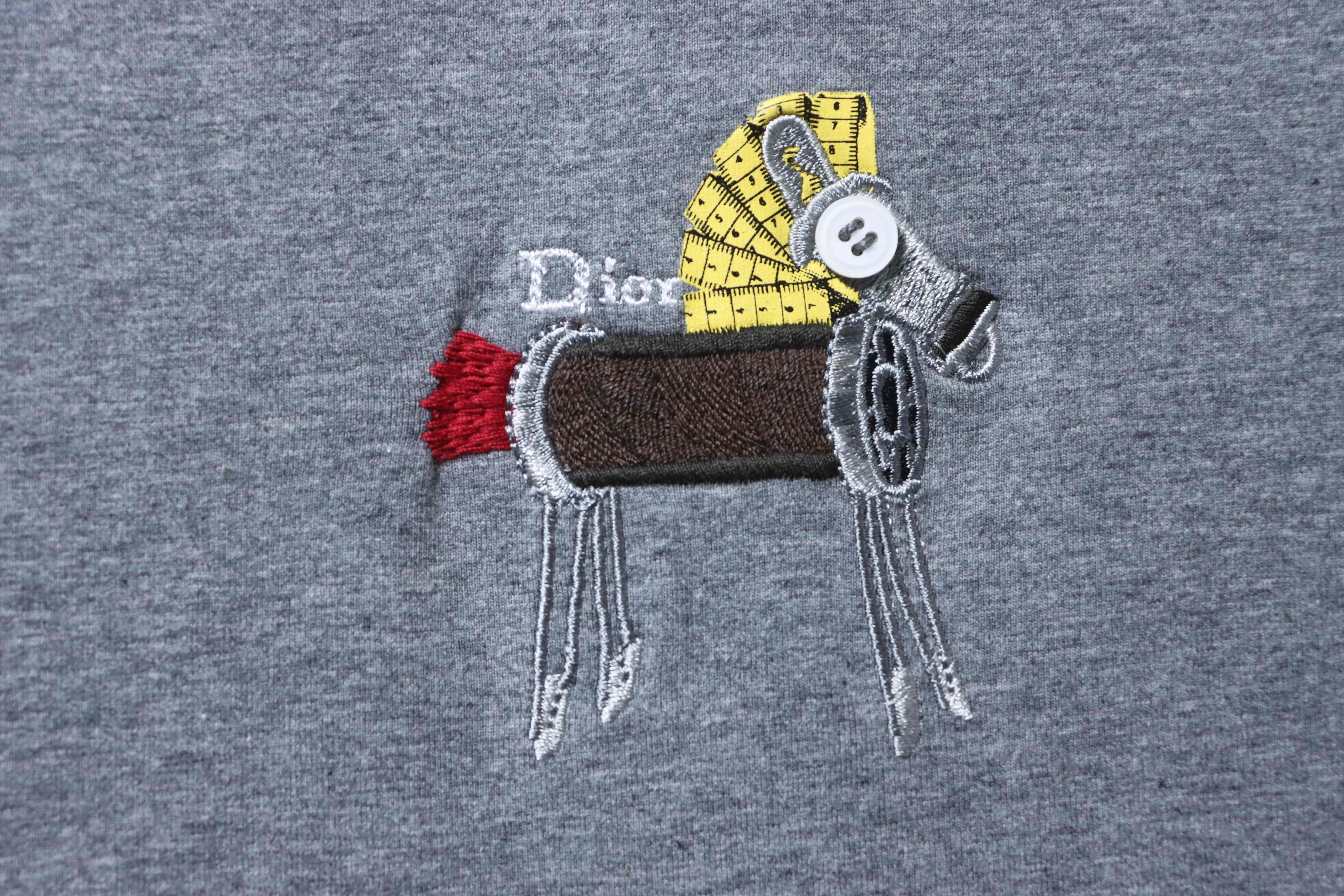 Dior Year of the Horse Pony Embroidered T-Shirt Grey H150