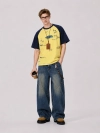 Balenciaga Yellow 26SS Signature Letter Printed Spliced T-shirt h160