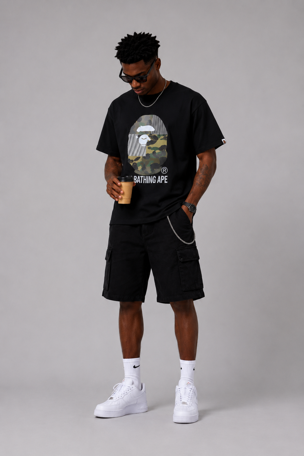 BAPE 26ss Ape Head T-Shirt Green Camo
