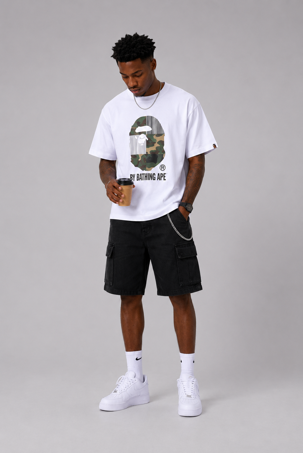 BAPE 26ss Ape Head T-Shirt Patchwork Camo