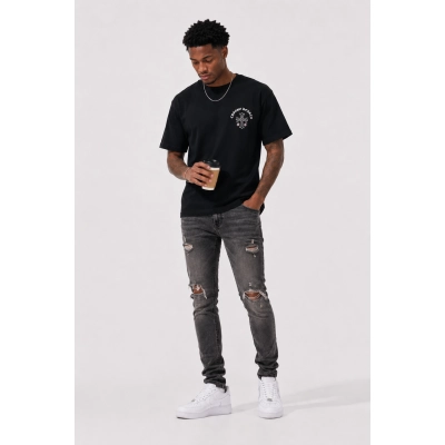 Chrome Hearts Sanskrit Cross Embroidery Short Sleeve T-Shirt Black h160 01