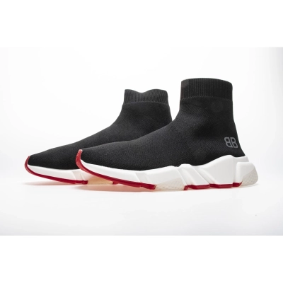 Balenciaga Speed Sock Slip-On Black Red (White Logo) 02