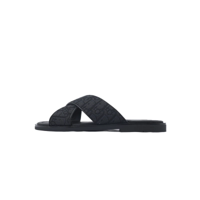 Dior Alias Oblique Cross Strap Slides Black 01