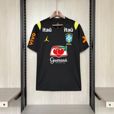 Brazil 2026 Fan Training Kit Black All Sponsors Jersey 01