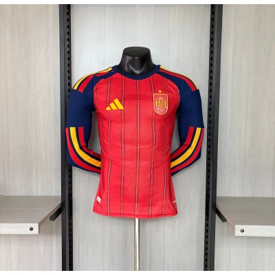 Spain 2026 Player Version Long Sleeve Home Jersey 01
