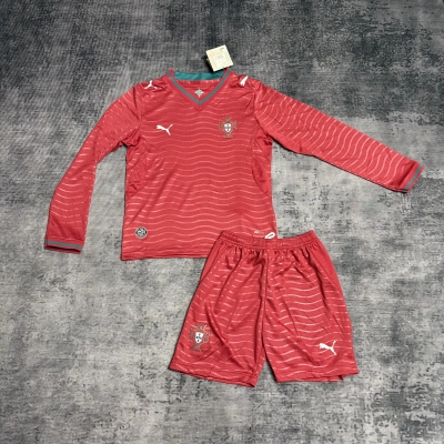  Portugal 2026 Kids long-sleeved home jersey 01