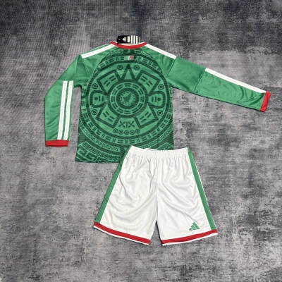 Mexico 2026 Kids long-sleeved Home Jersey 02