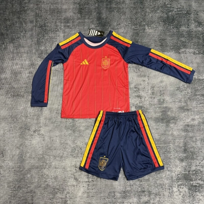  Spain 2026 Kids long-sleeved home jersey 01