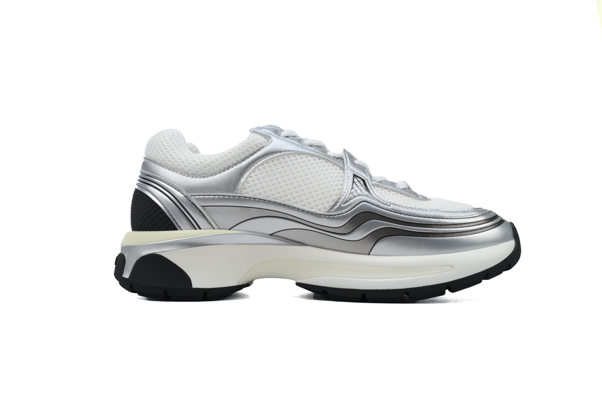 Chanel Silver Black Fashion Running Sneakers