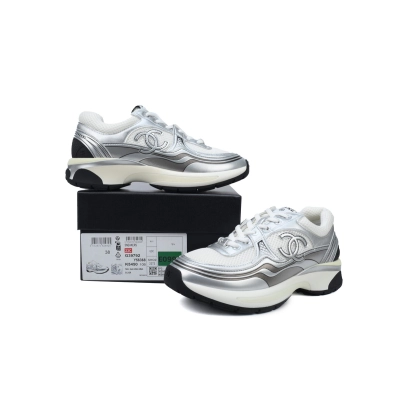 Chanel Silver Black Fashion Running Sneakers 02
