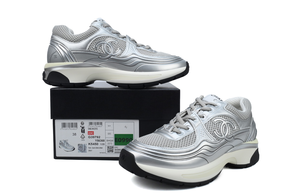 Chanel Silver Fashion Running Sneakers