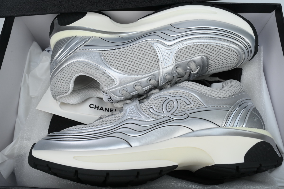 Chanel Silver Fashion Running Sneakers