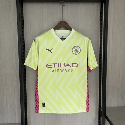 Manchester City 23/24 Goalkeeper Short Sleeve Fluorescent Green Jersey 01