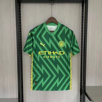 Manchester City 23/24 Goalkeeper Short Sleeve Green Jersey 01