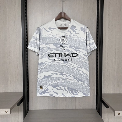Manchester City 24/25 Fan Short Sleeve Year of the Dragon Special Edition Off-White Jersey 01