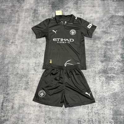Manchester City 24/25 Kids Short Sleeve Black Jersey 01