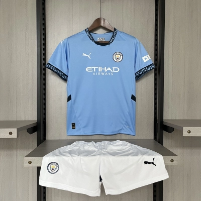 Manchester City 24/25 Kids Short Sleeve Home Jersey 01