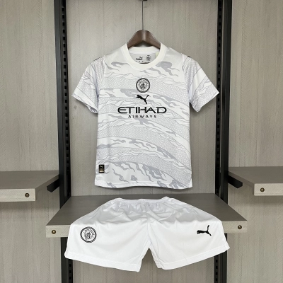 Manchester City 24/25 Kids Short Sleeve Year of the Dragon Special Edition Off-White Jersey 01