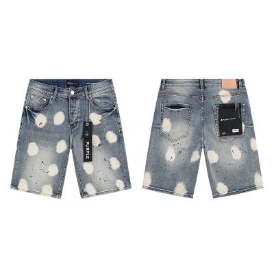 Purple Brand Bleached Spot Denim Shorts Light Blue PU523 01