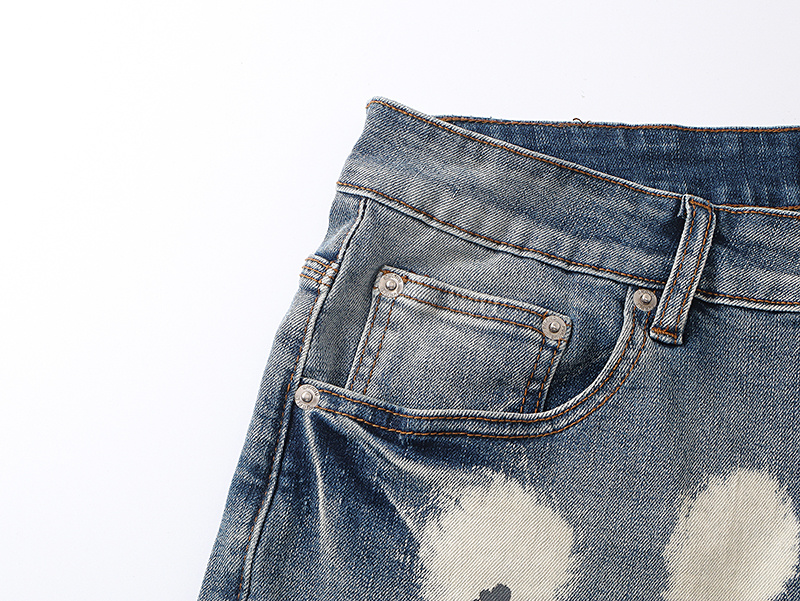 Purple Brand Bleached Spot Denim Shorts Light Blue PU523