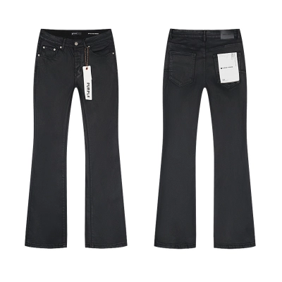 Purple Brand Coated Bootcut Denim Jeans Black PU718 01