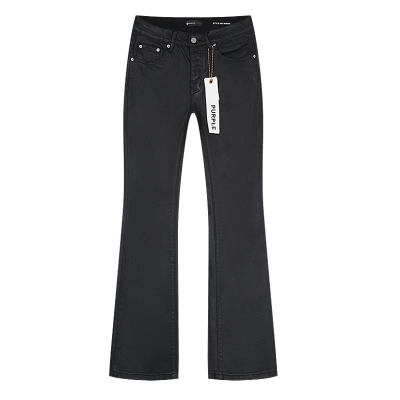 Purple Brand Coated Bootcut Denim Jeans Black PU718 02