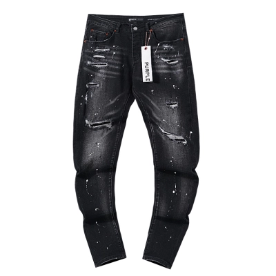 Purple Brand Coated Ripped Stacked Denim Jeans Black PU125 02