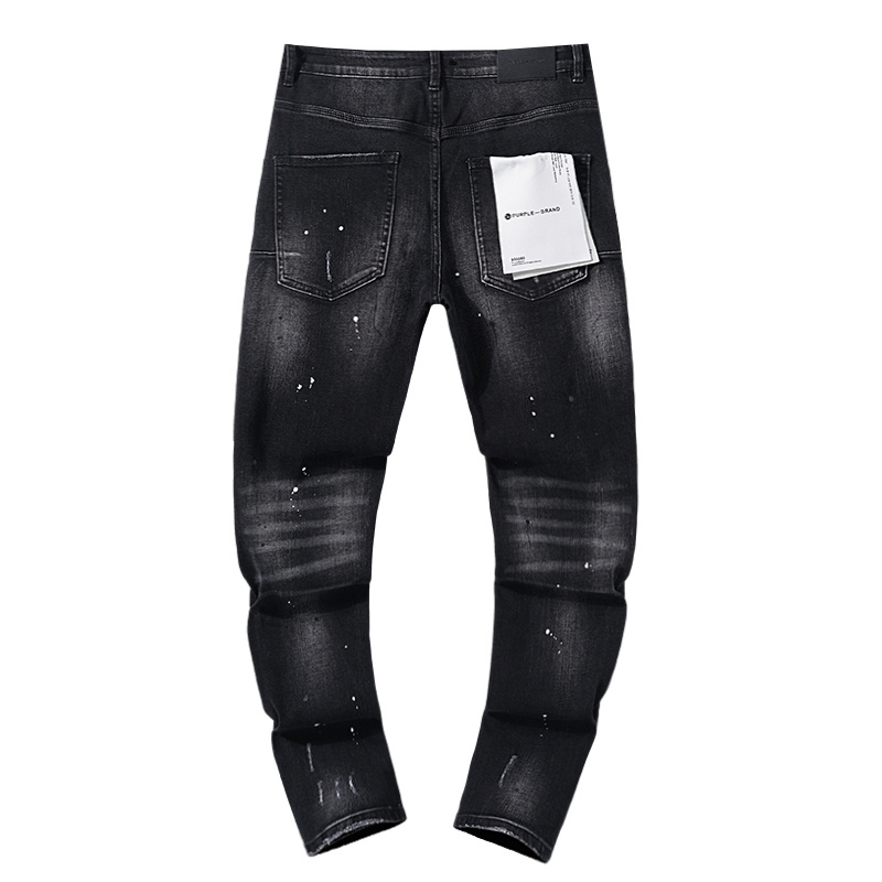 Purple Brand Coated Ripped Stacked Denim Jeans Black PU125