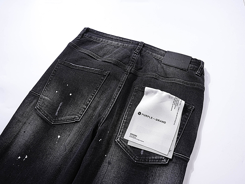 Purple Brand Coated Ripped Stacked Denim Jeans Black PU125