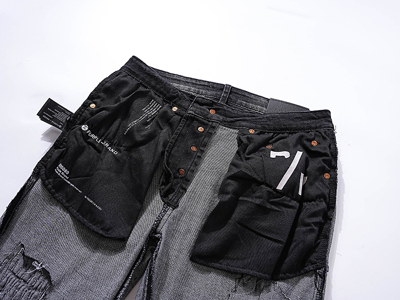 Purple Brand Coated Ripped Stacked Denim Jeans Black PU125