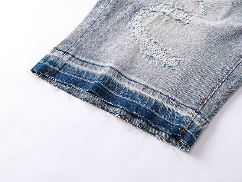 Purple Brand Contrast Hem Denim Shorts Light Blue PU515